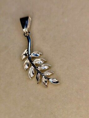 18K Brazilian Gold Filled Olive Branch Pendant. W072626-2